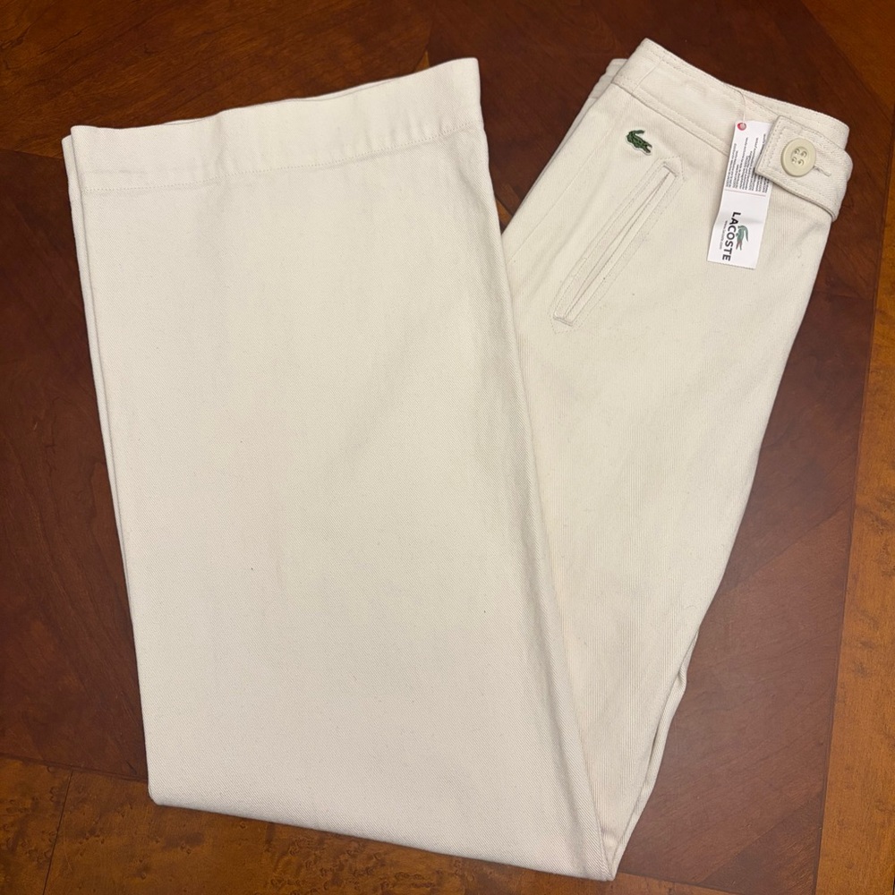 Lacoste Off-White Wide Leg Pants sz 4